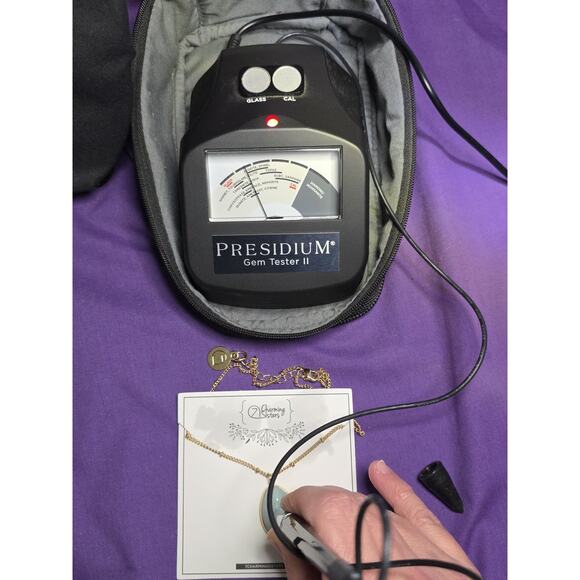 Light Blue Stone Teardrop Pendant Necklace On Gold Tone Satellite Station Chain - Picture 8 of 8